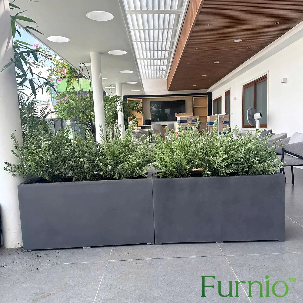 Chậu composite chữ nhật dài trồng cây trang trí ban công