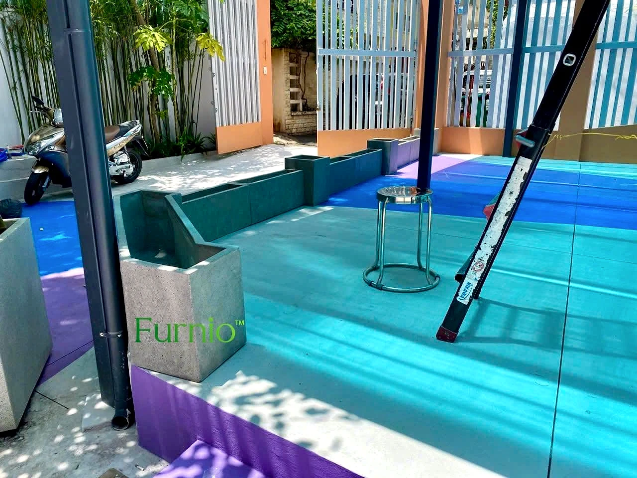 Chậu composite terrazzo trong công trình cảnh quan Furnio