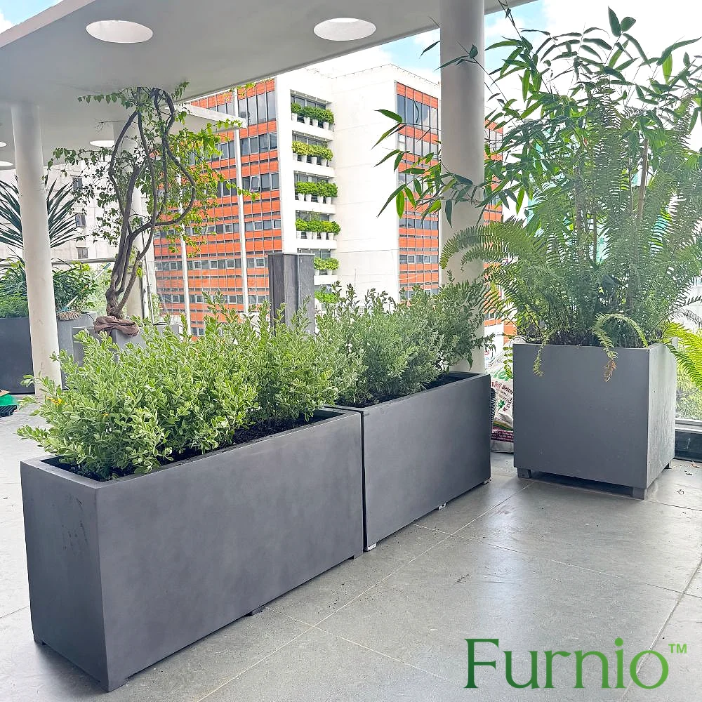 Chậu composite chữ nhật sản xuất theo yêu cầu cho sân thượng