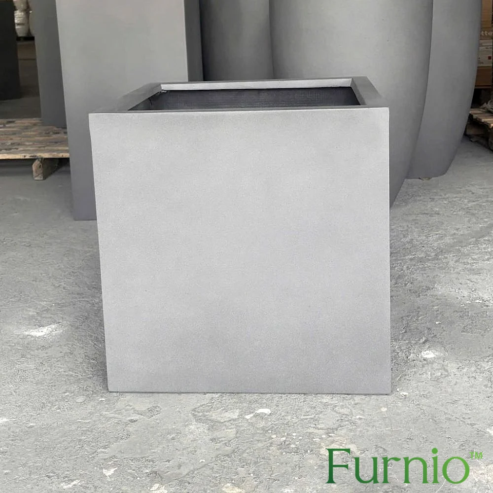 Chậu composite vuông màu xám Furnio