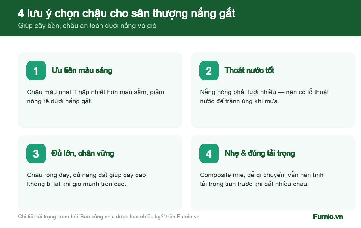 4 lưu ý chọn chậu composite cho sân thượng ban công nắng gắt