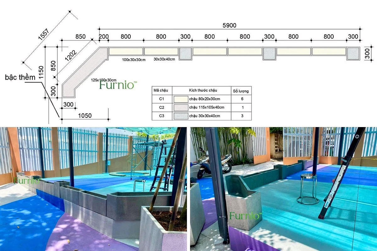 Bản vẽ và thi công hồ cá composite theo yêu cầu tại Furnio