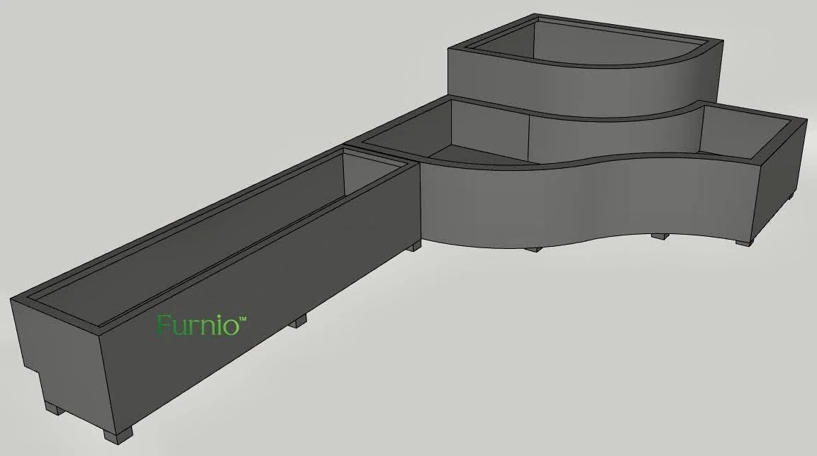 Thiết kế 3D bộ chậu composite ban công theo kích thước yêu cầu