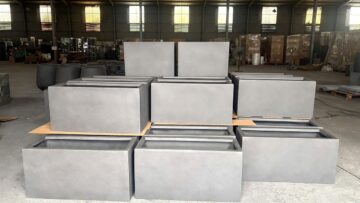 Chậu composite chữ nhật đúc nguyên khối tại xưởng Furnio
