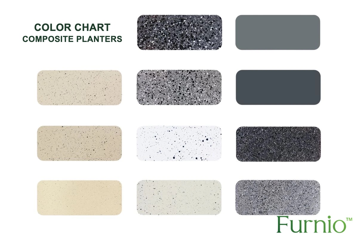 Furnio composite planter color chart: terrazzo and solid colors